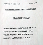 Ganadores concurso halloween - Segundo Ciclo