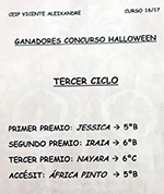 Ganadores concurso halloween - Tercer Ciclo